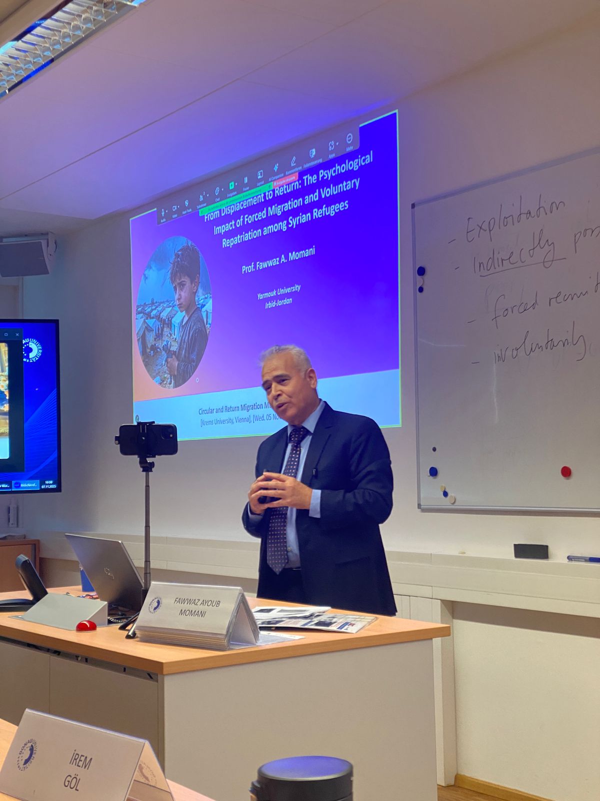 المومني من "تربوية اليرموك" يشارك في إطلاق مشروع دبلوم إدارة الهجرة الدائرية والعودة بالنمسا